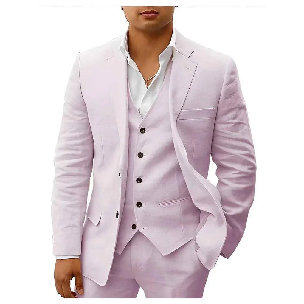 Elegant Linen Wedding Suit | Breathable Two-Piece Design for Groom's Summer Celebrations 2