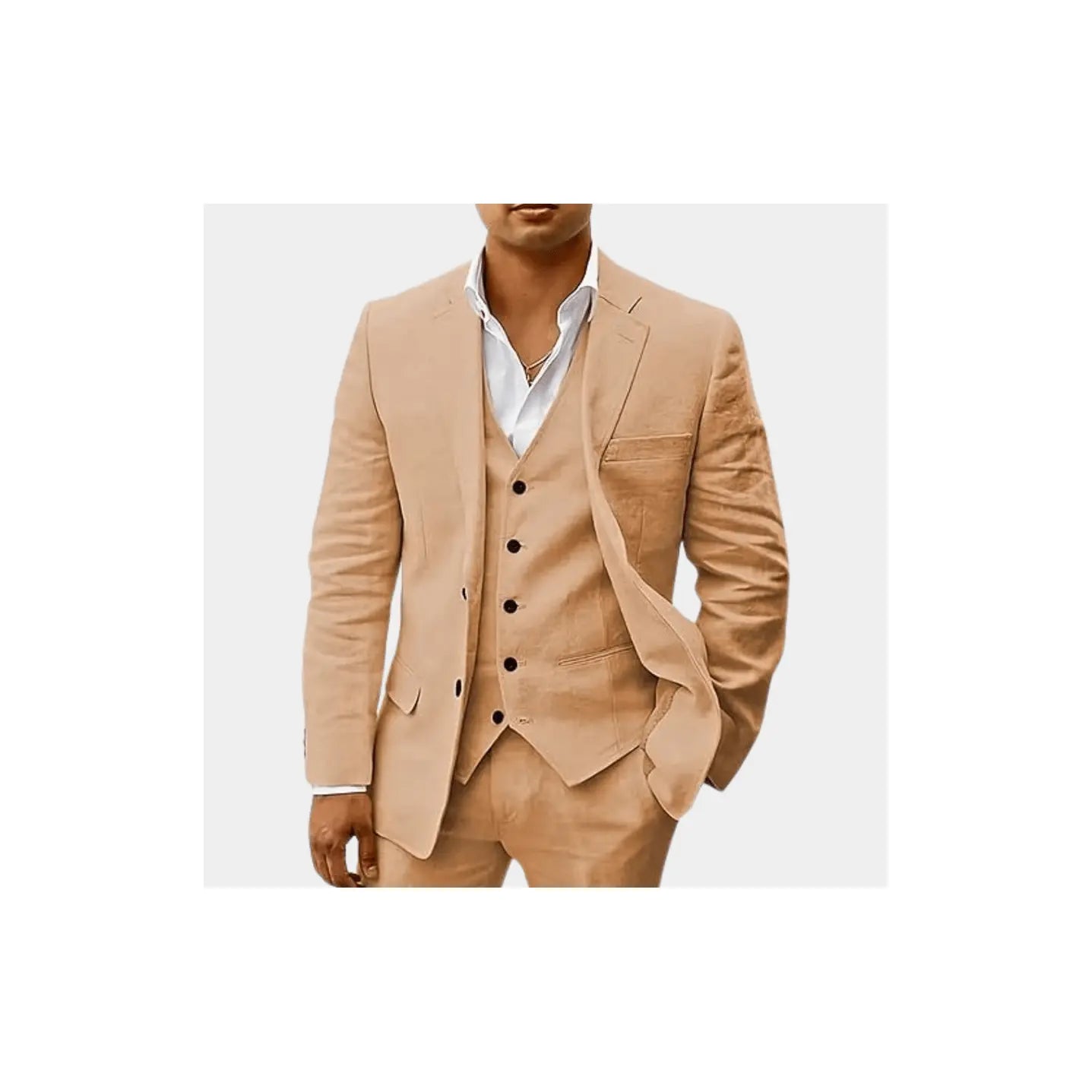 Elegant Linen Wedding Suit | Breathable Two-Piece Design for Groom's Summer Celebrations 6