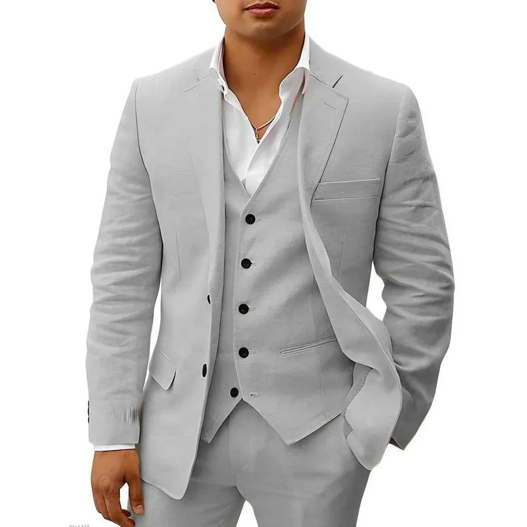 Elegant Linen Wedding Suit | Breathable Two-Piece Design for Groom's Summer Celebrations 9