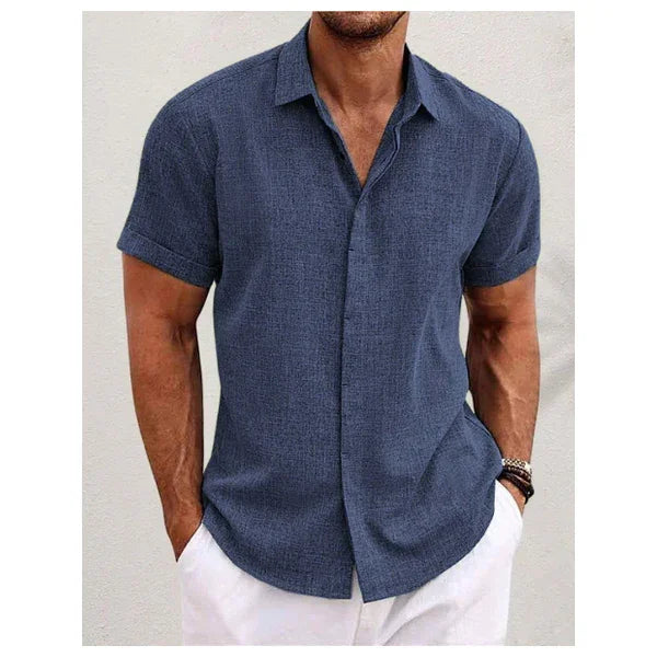 Linen Collection | Men's Shirt with Short Sleeves & Modern Fit | Stylish Casual Wear for Summer Days 0