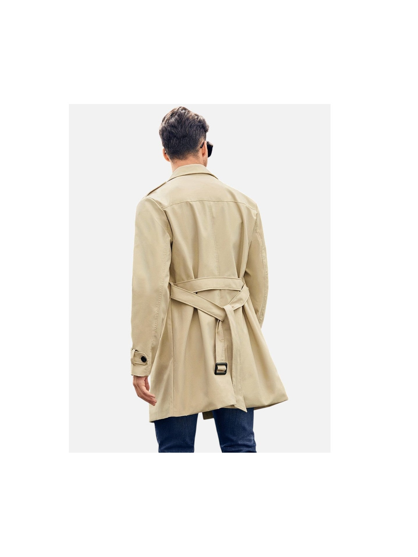 Men's Durable Fabric Black Trench Coat | Classic Double-Breasted Stylish Outerwear 2