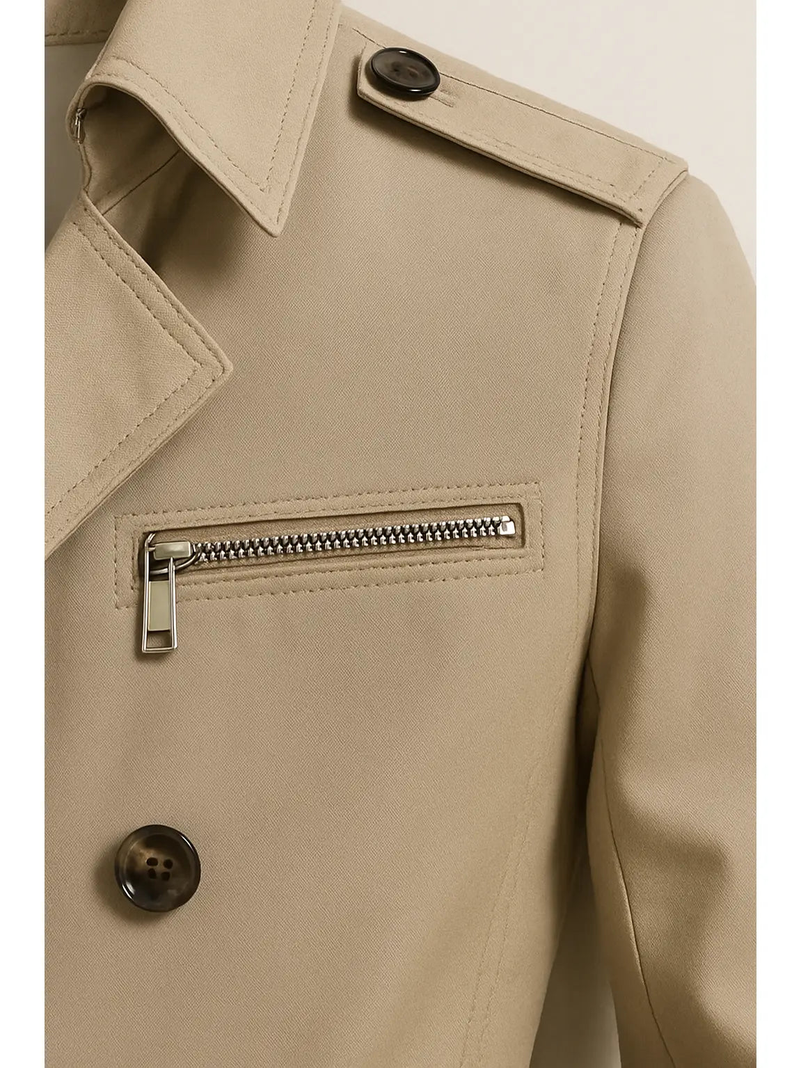 Men's Durable Fabric Tailored Trench Coat | Classic Structured Knee-Length Outerwear 2