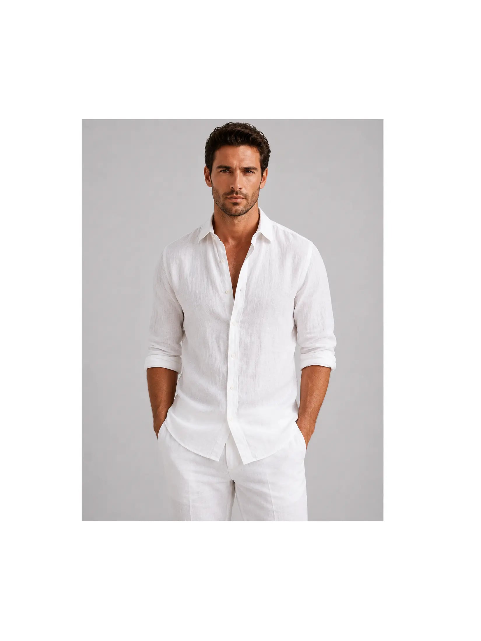 Men's Linen Blend Summer Shirt | Relaxed Fit Lightweight Button-Up 3