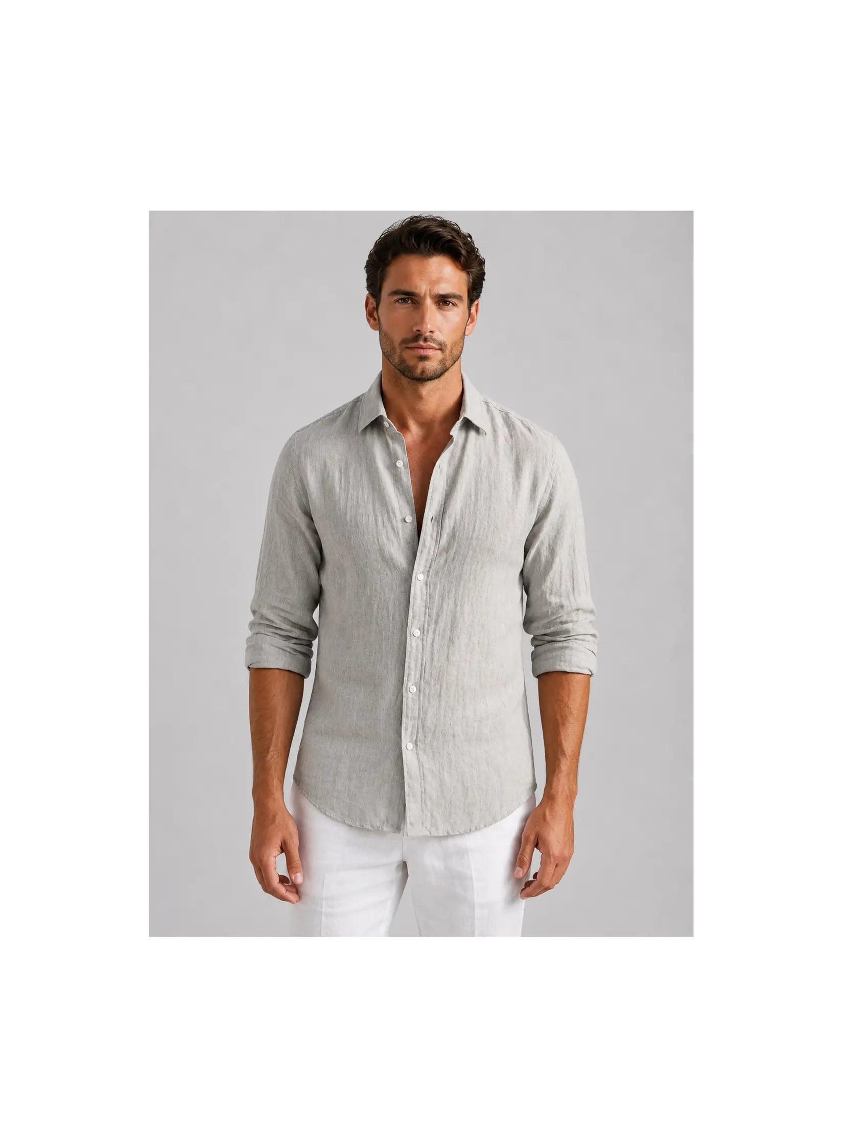 Men's Linen Blend Summer Shirt | Relaxed Fit Lightweight Button-Up 4
