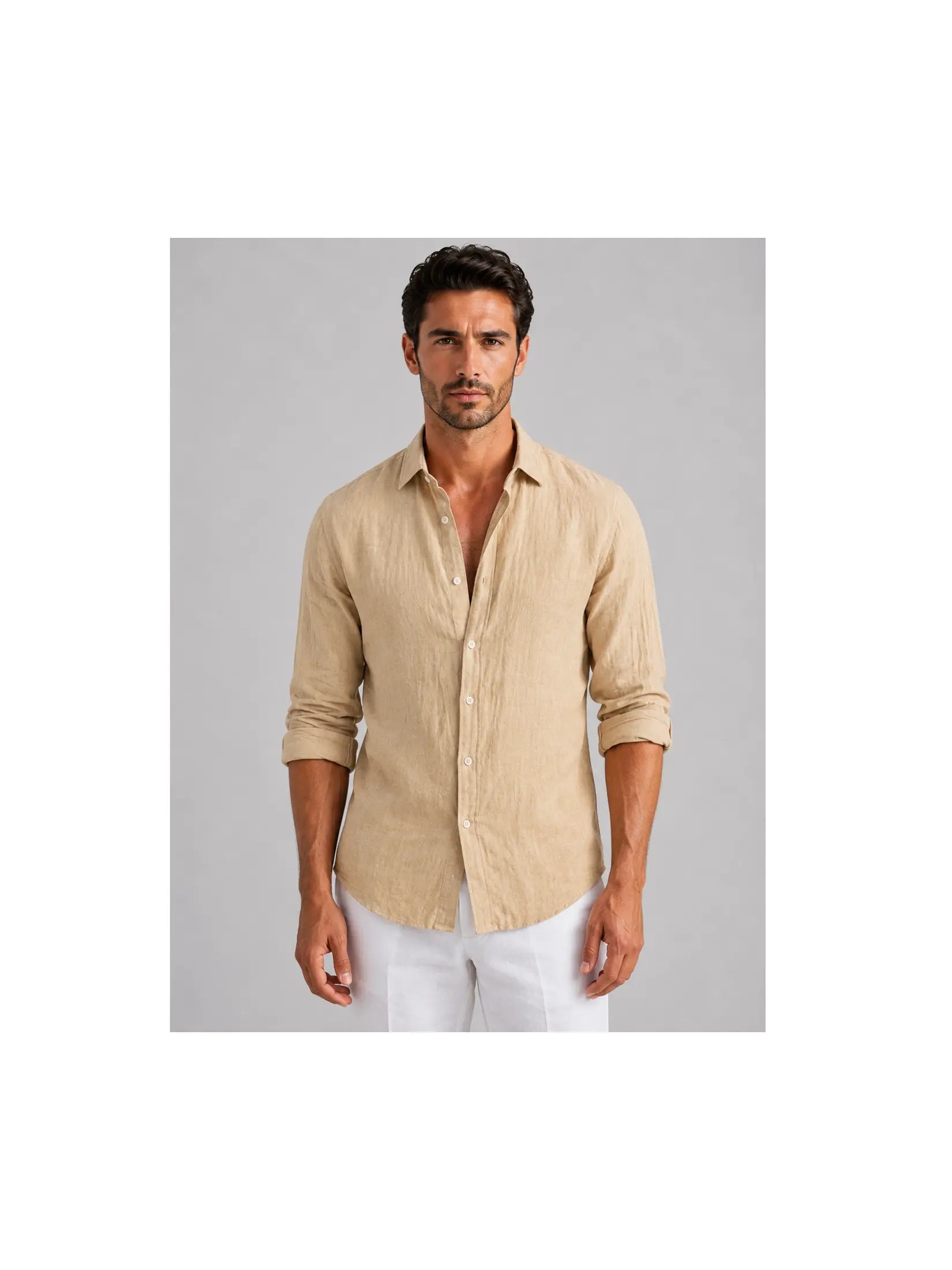 Men's Linen Blend Summer Shirt | Relaxed Fit Lightweight Button-Up 6