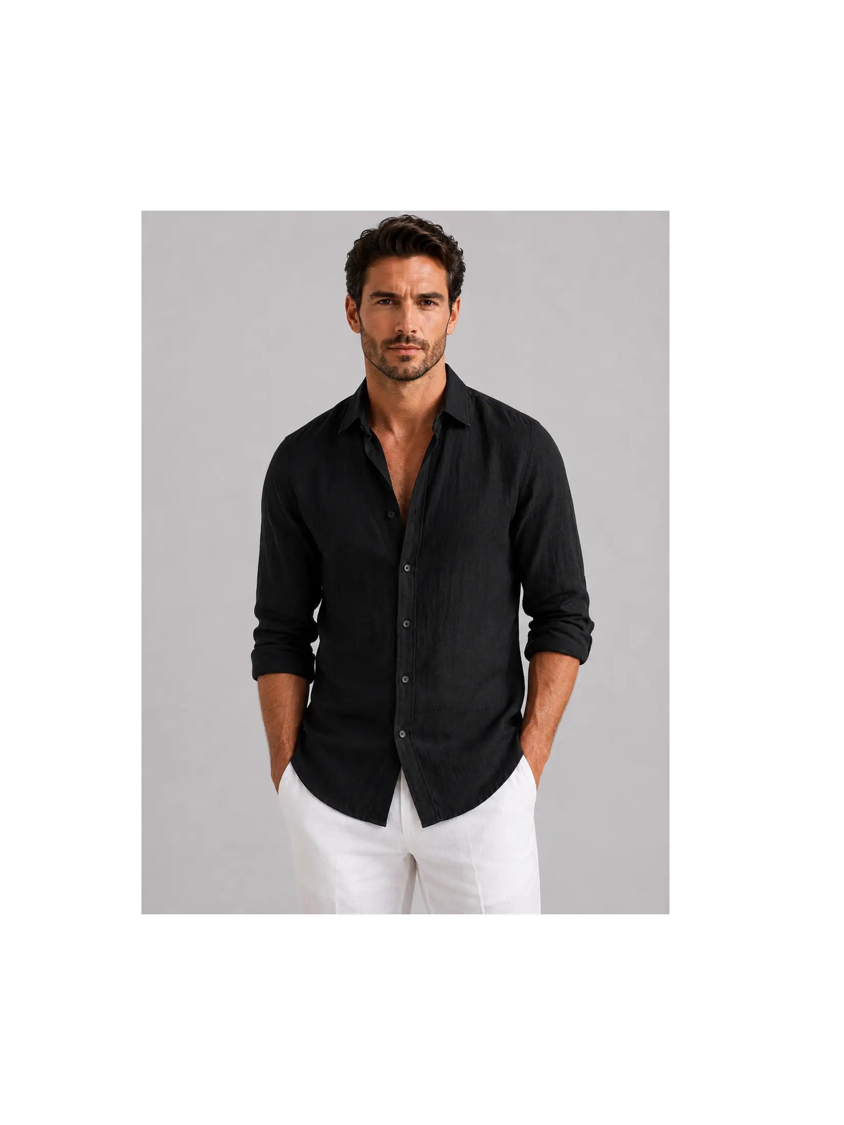 Men's Linen Blend Summer Shirt | Relaxed Fit Lightweight Button-Up 8