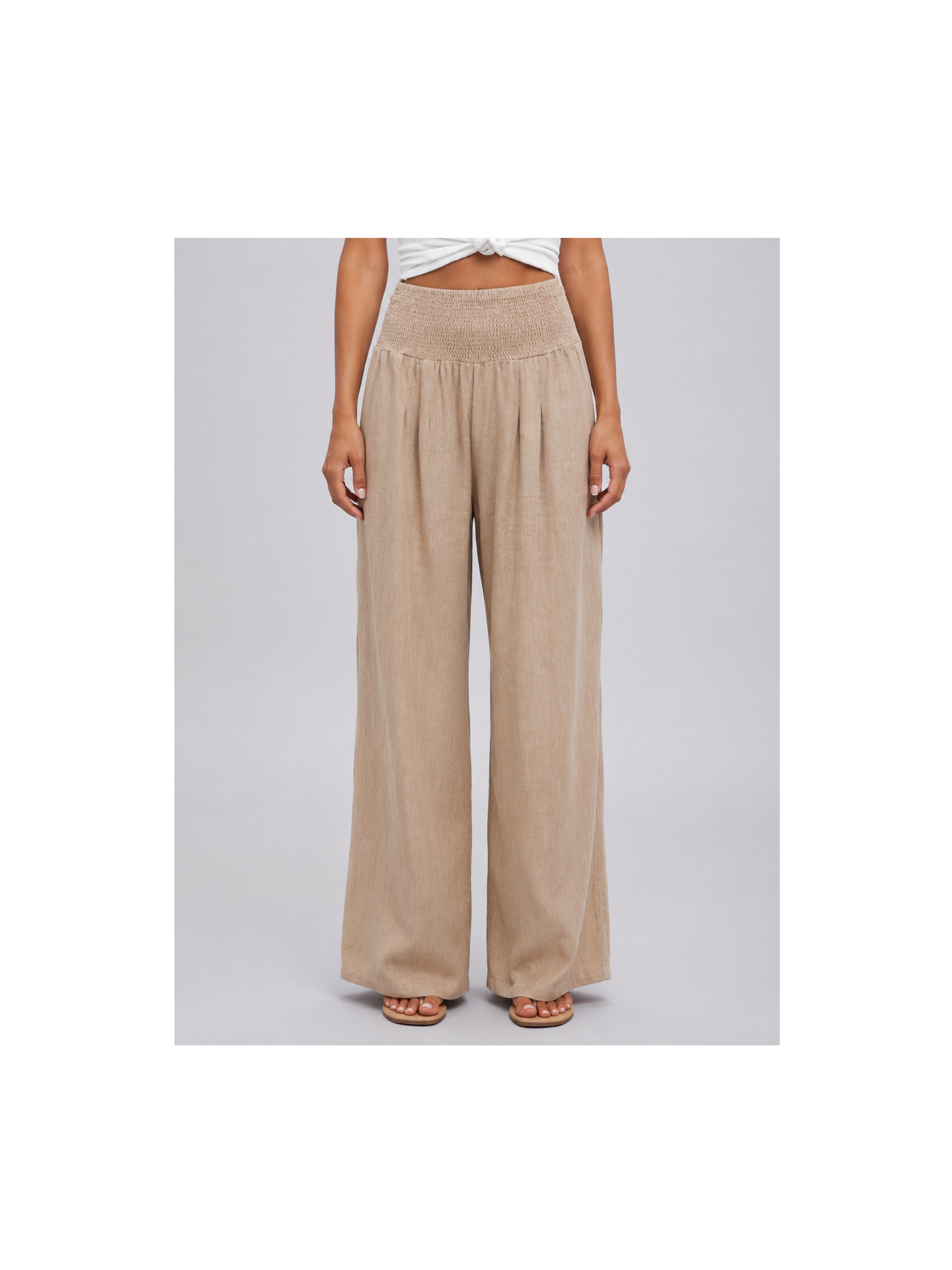 Women's Lightweight Linen Blend Trousers | Elegant High-Waist Wide Leg Summer Pants 0