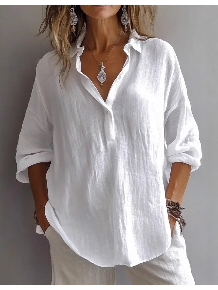 Women's Lightweight Linen Shirt | Casual Summer Blouse with Loose Sleeves 1