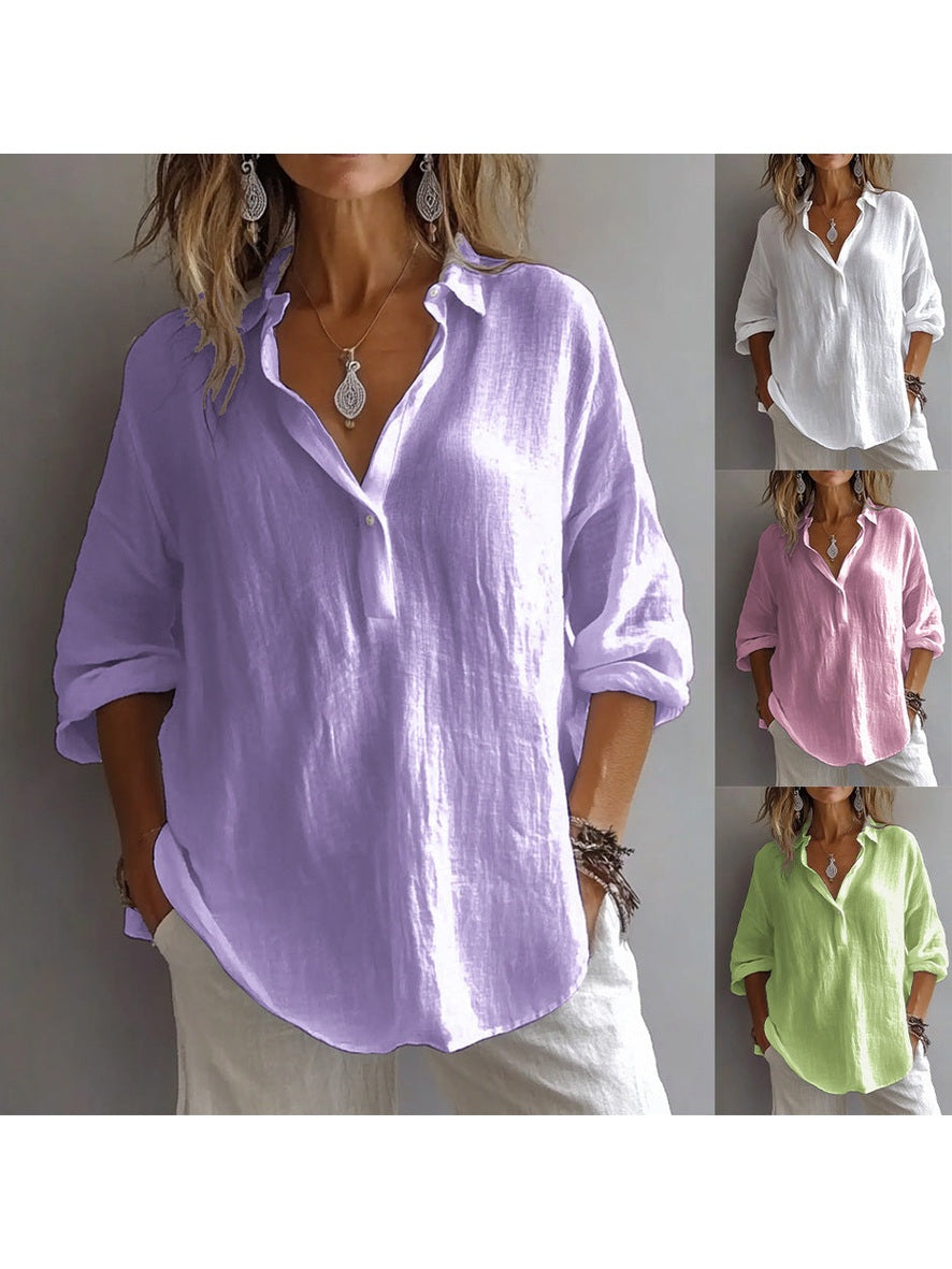 Women's Lightweight Linen Shirt | Casual Summer Blouse with Loose Sleeves 2