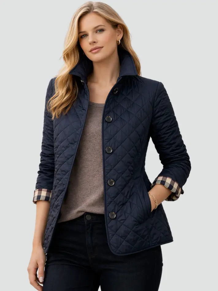 Women's Lightweight Quilted Mid-Season Coat | Elegant Button Closure Jacket with Collar 6