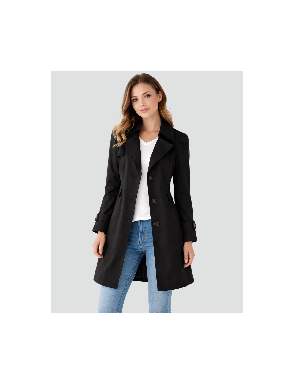Women's Lightweight Trench Coat | Elegant Tailored Fit Notched Collar Jacket 0