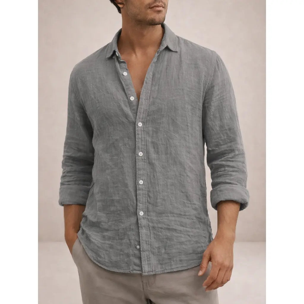 Adrian Collection | Men's Linen Shirt with Airy Fabric & Open Collar | Comfortable Fit for Warm Days 0