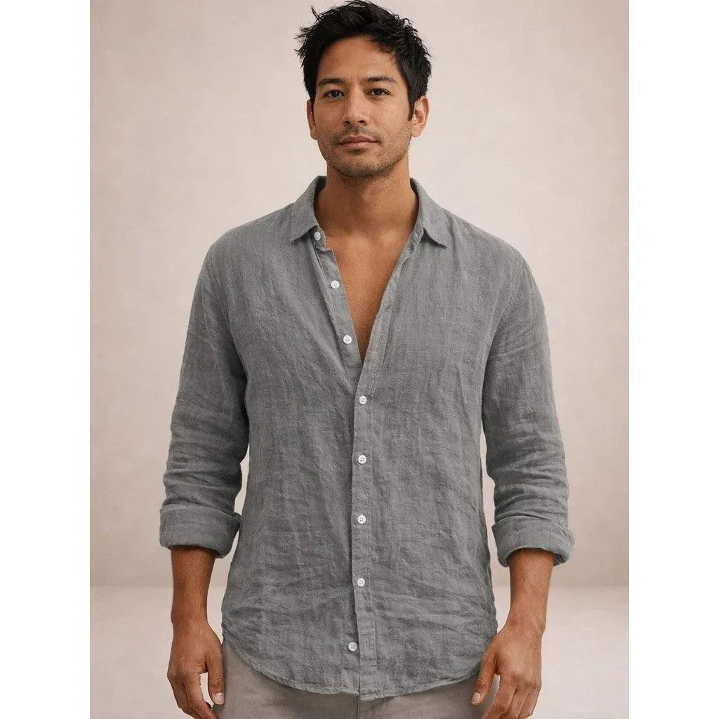 Adrian Collection | Men's Linen Shirt with Airy Fabric & Open Collar | Comfortable Fit for Warm Days 1