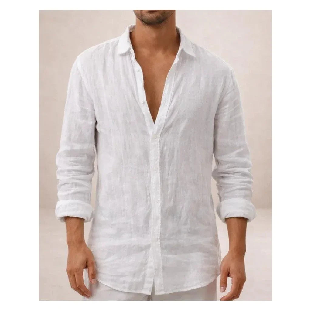 Adrian Collection | Men's Linen Shirt with Airy Fabric & Open Collar | Comfortable Fit for Warm Days 2