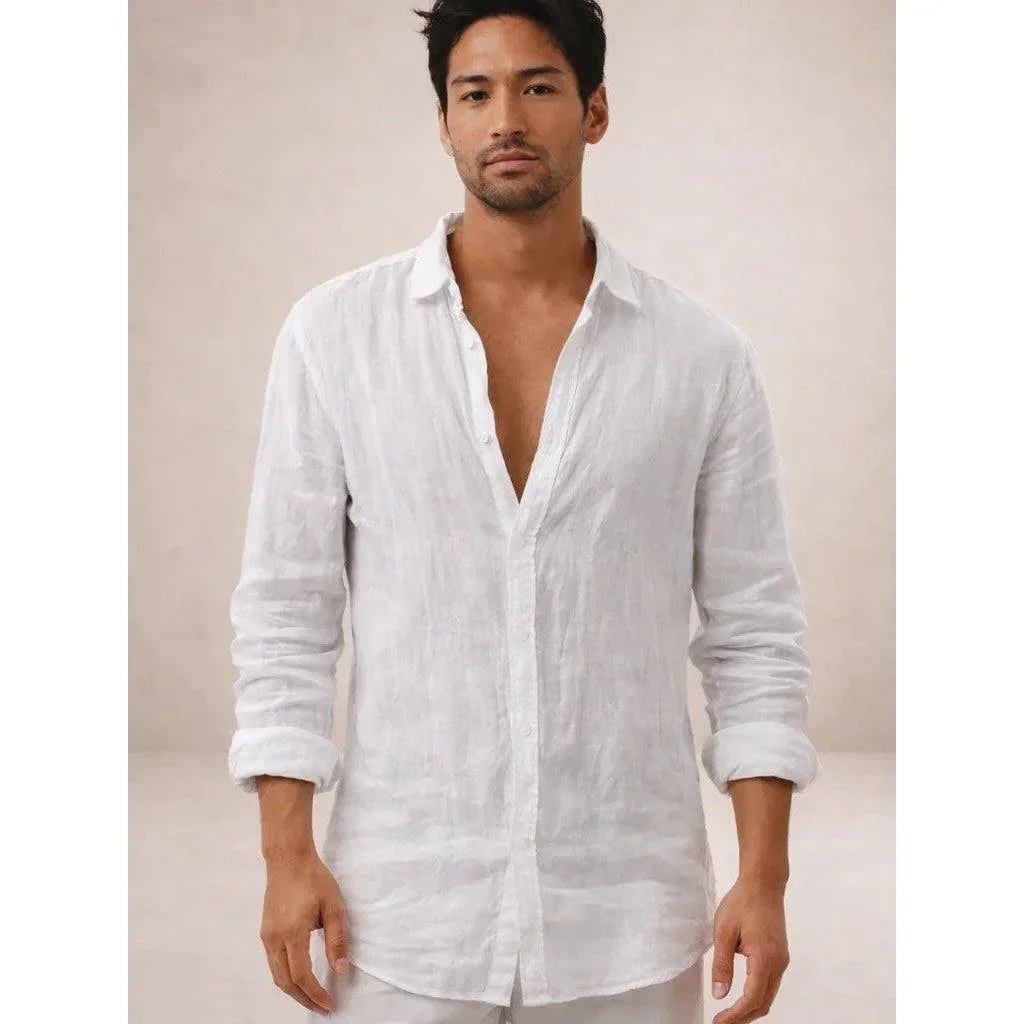 Adrian Collection | Men's Linen Shirt with Airy Fabric & Open Collar | Comfortable Fit for Warm Days 3