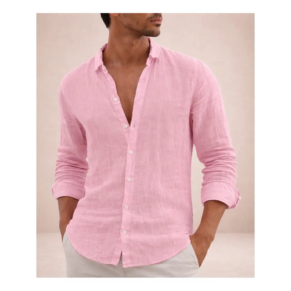 Adrian Collection | Men's Linen Shirt with Airy Fabric & Open Collar | Comfortable Fit for Warm Days 4