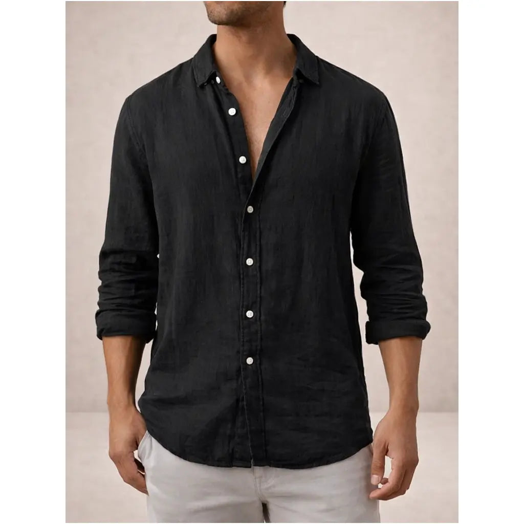 Adrian Collection | Men's Linen Shirt with Airy Fabric & Open Collar | Comfortable Fit for Warm Days 6