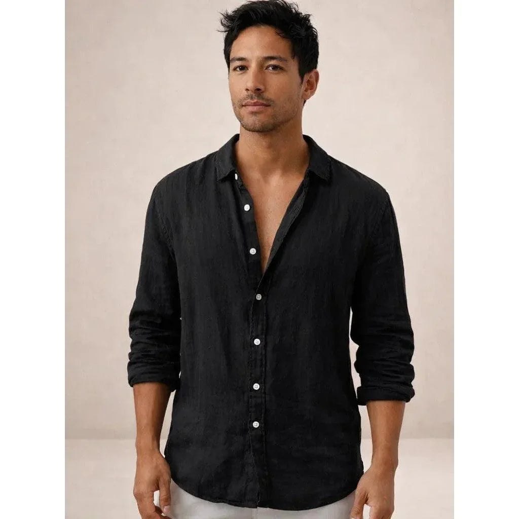 Adrian Collection | Men's Linen Shirt with Airy Fabric & Open Collar | Comfortable Fit for Warm Days 7