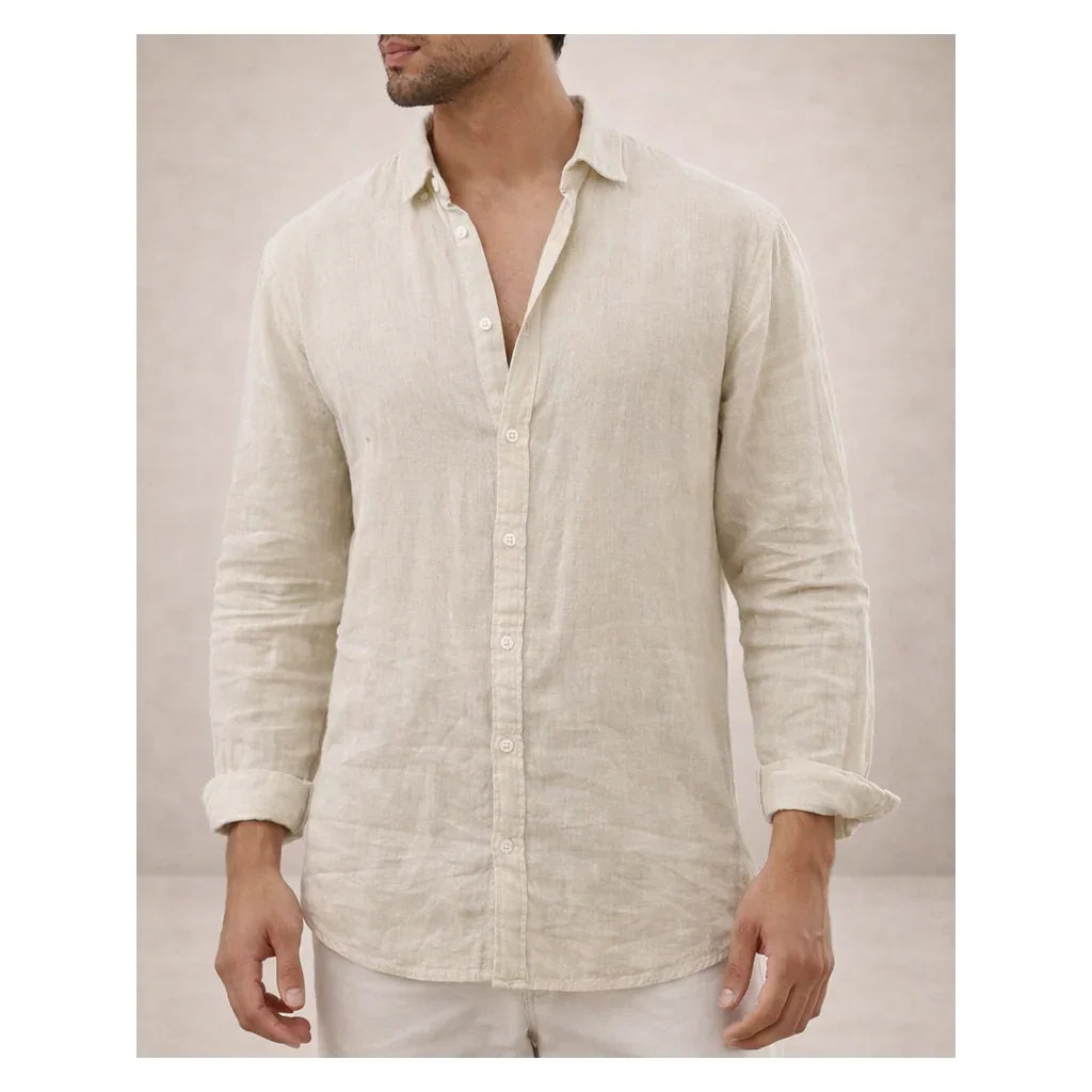 Adrian Collection | Men's Linen Shirt with Airy Fabric & Open Collar | Comfortable Fit for Warm Days 8