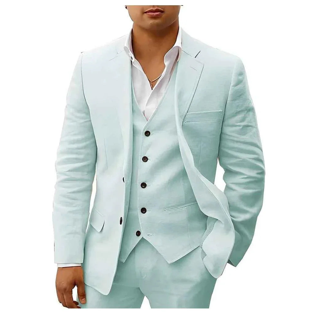 Elegant Linen Wedding Suit | Breathable Two-Piece Design for Groom's Summer Celebrations 11