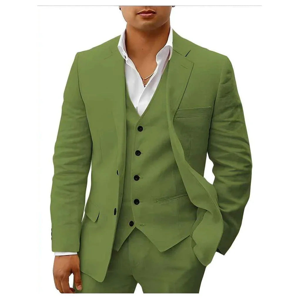 Elegant Linen Wedding Suit | Breathable Two-Piece Design for Groom's Summer Celebrations 4