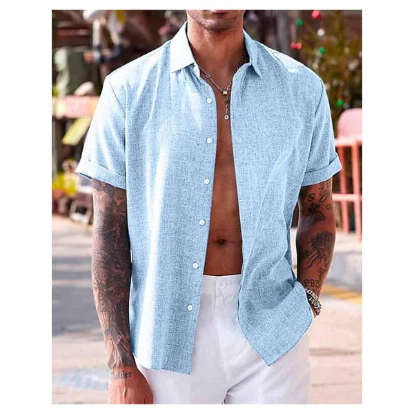 Linen Collection | Men's Shirt with Short Sleeves & Modern Fit | Stylish Casual Wear for Summer Days 2