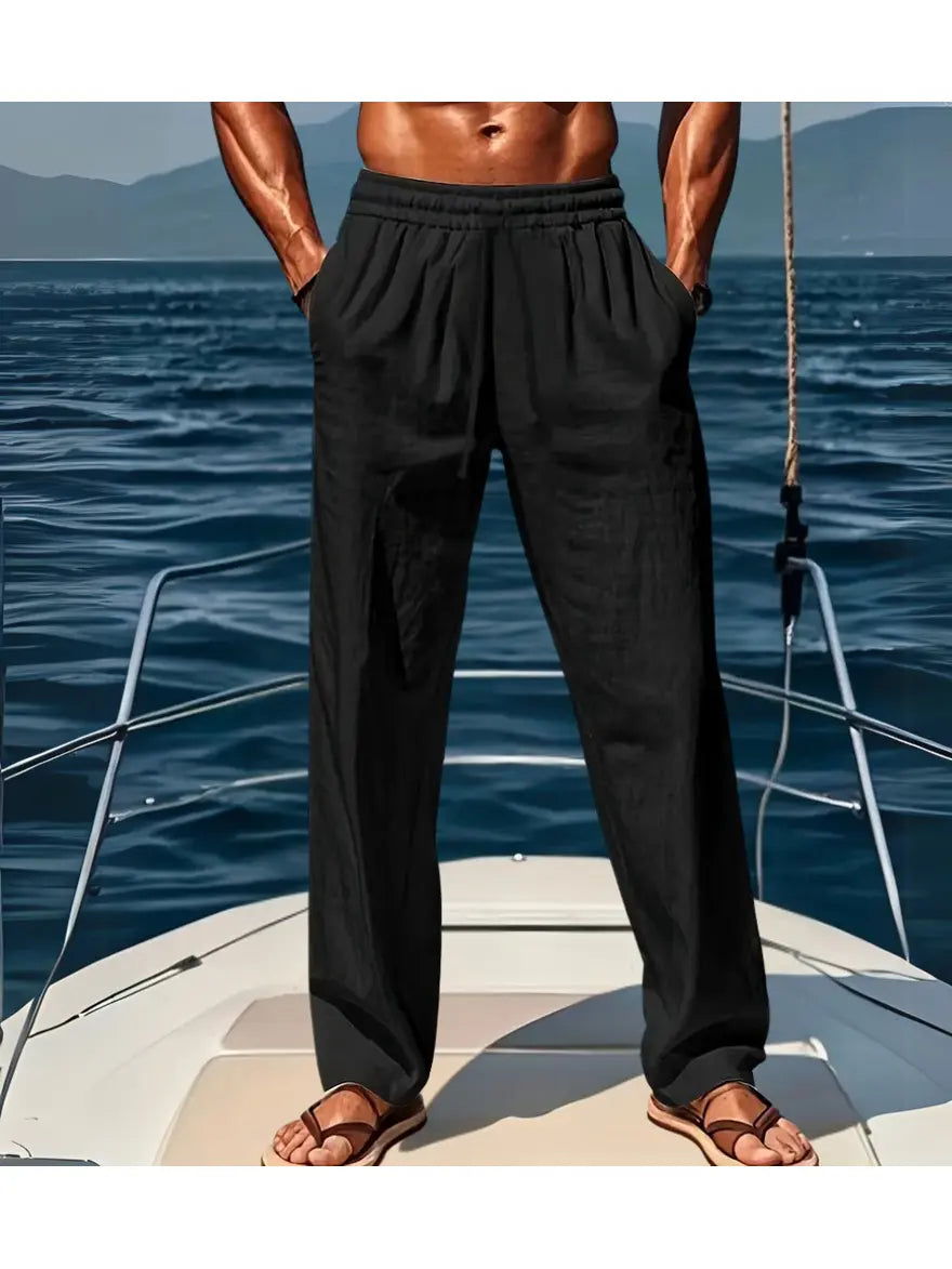 Men's Breathable Linen Pants | Wide-Leg Summer Trousers | Lightweight Comfortable Fit 1