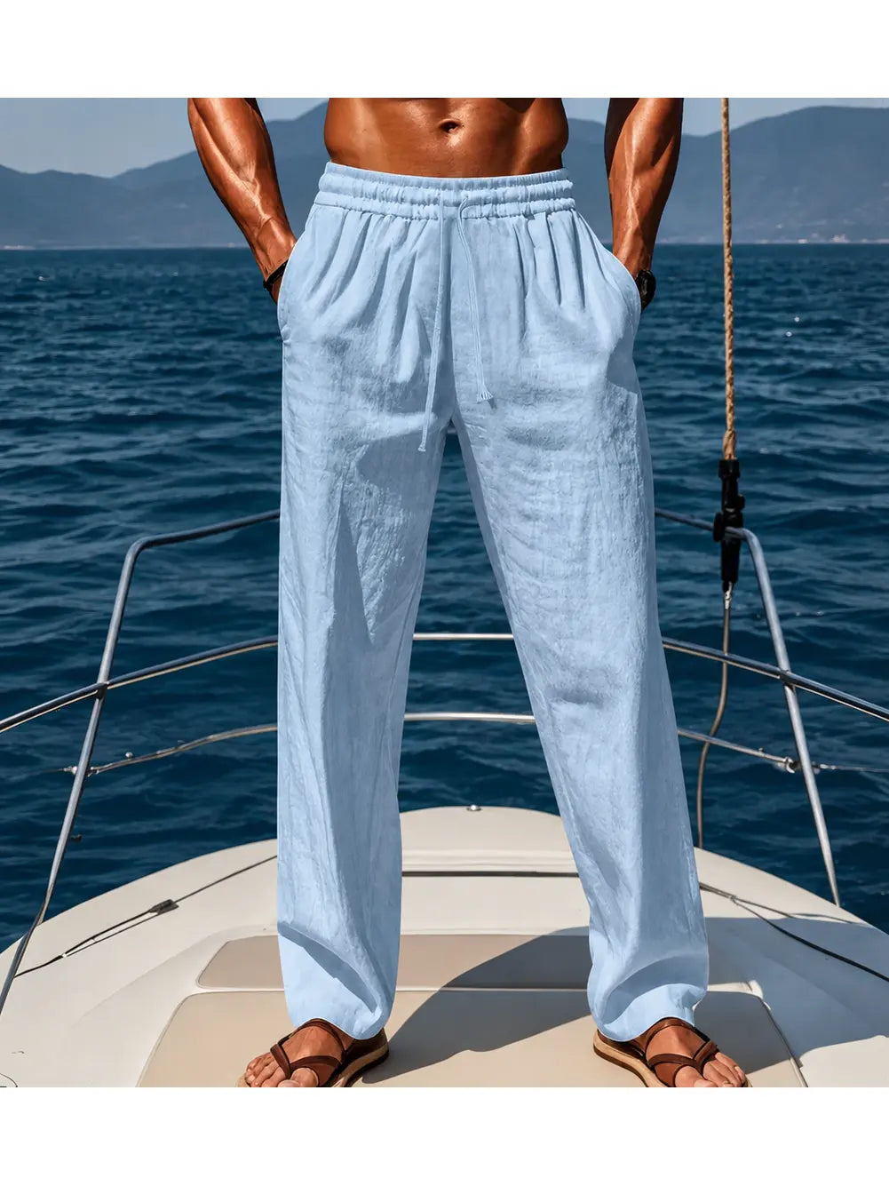 Men's Breathable Linen Pants | Wide-Leg Summer Trousers | Lightweight Comfortable Fit 3