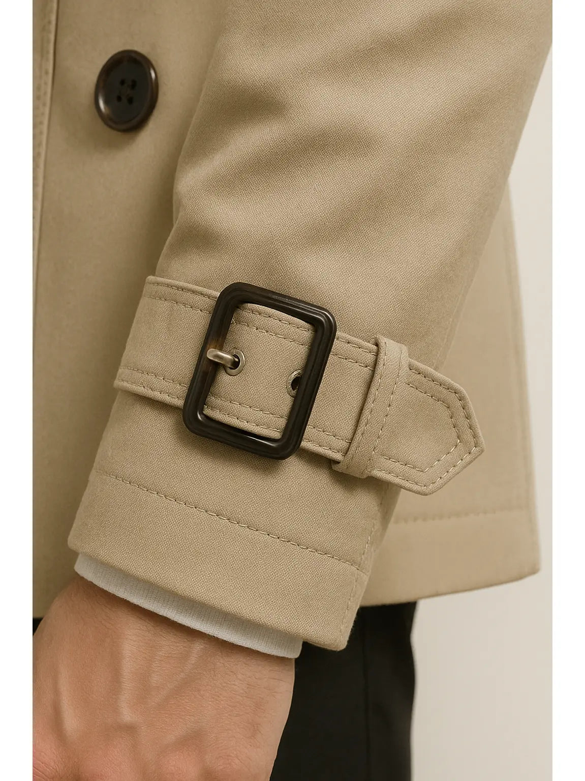 Men's Durable Fabric Tailored Trench Coat | Classic Structured Knee-Length Outerwear 3
