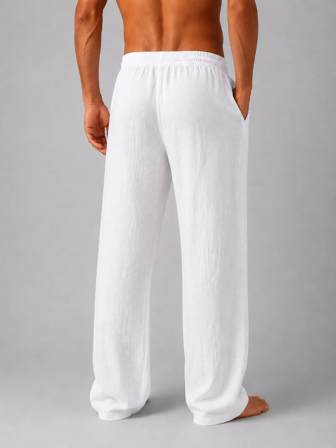 Men's Lightweight Linen Blend Trousers | Relaxed Summer Fit Casual Pants 1