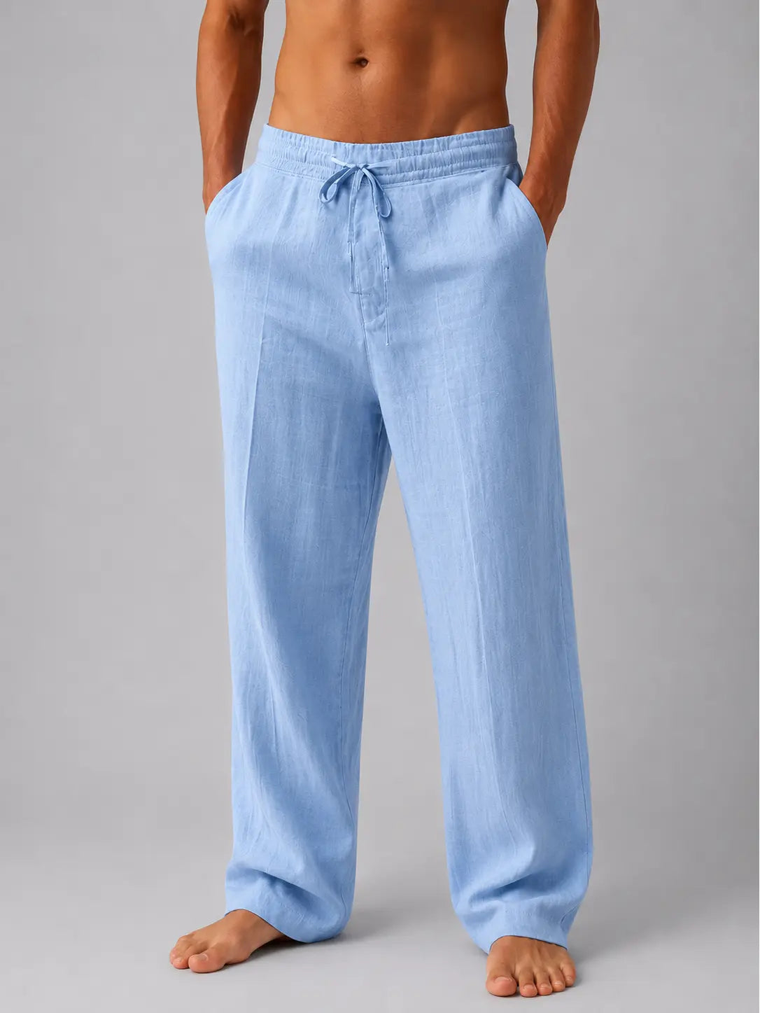 Men's Lightweight Linen Blend Trousers | Relaxed Summer Fit Casual Pants 5