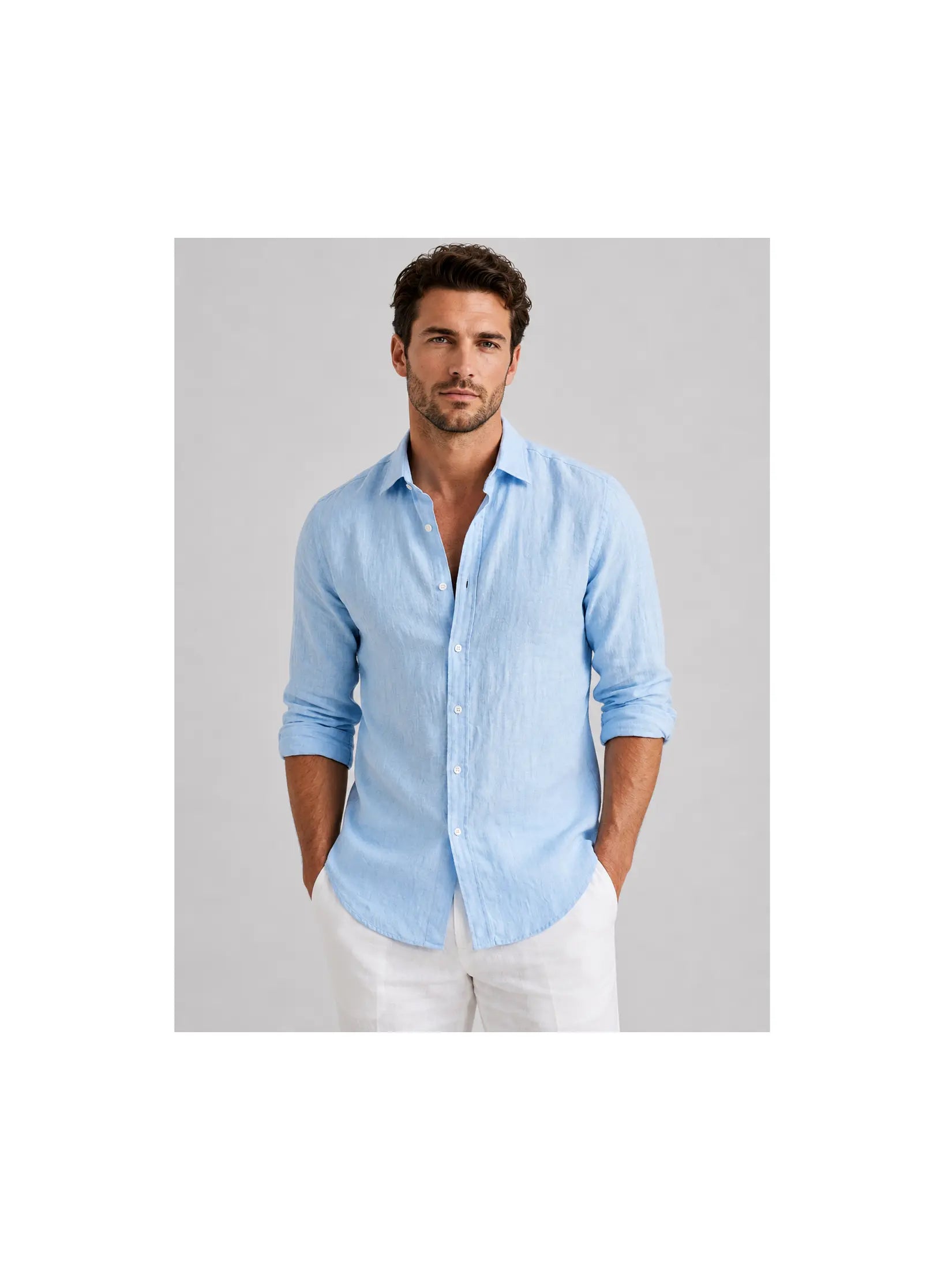 Men's Linen Blend Summer Shirt | Relaxed Fit Lightweight Button-Up 0