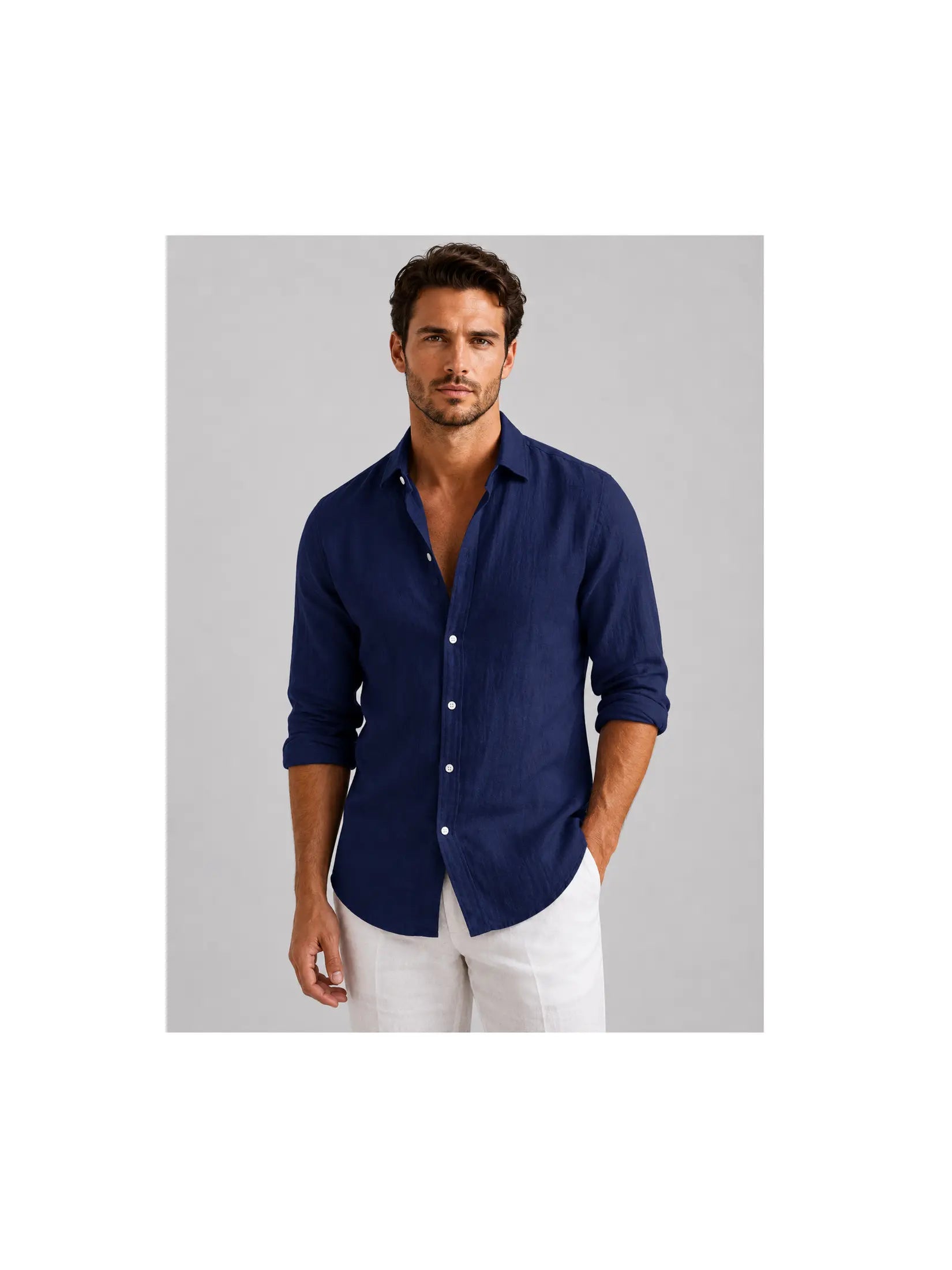 Men's Linen Blend Summer Shirt | Relaxed Fit Lightweight Button-Up 5
