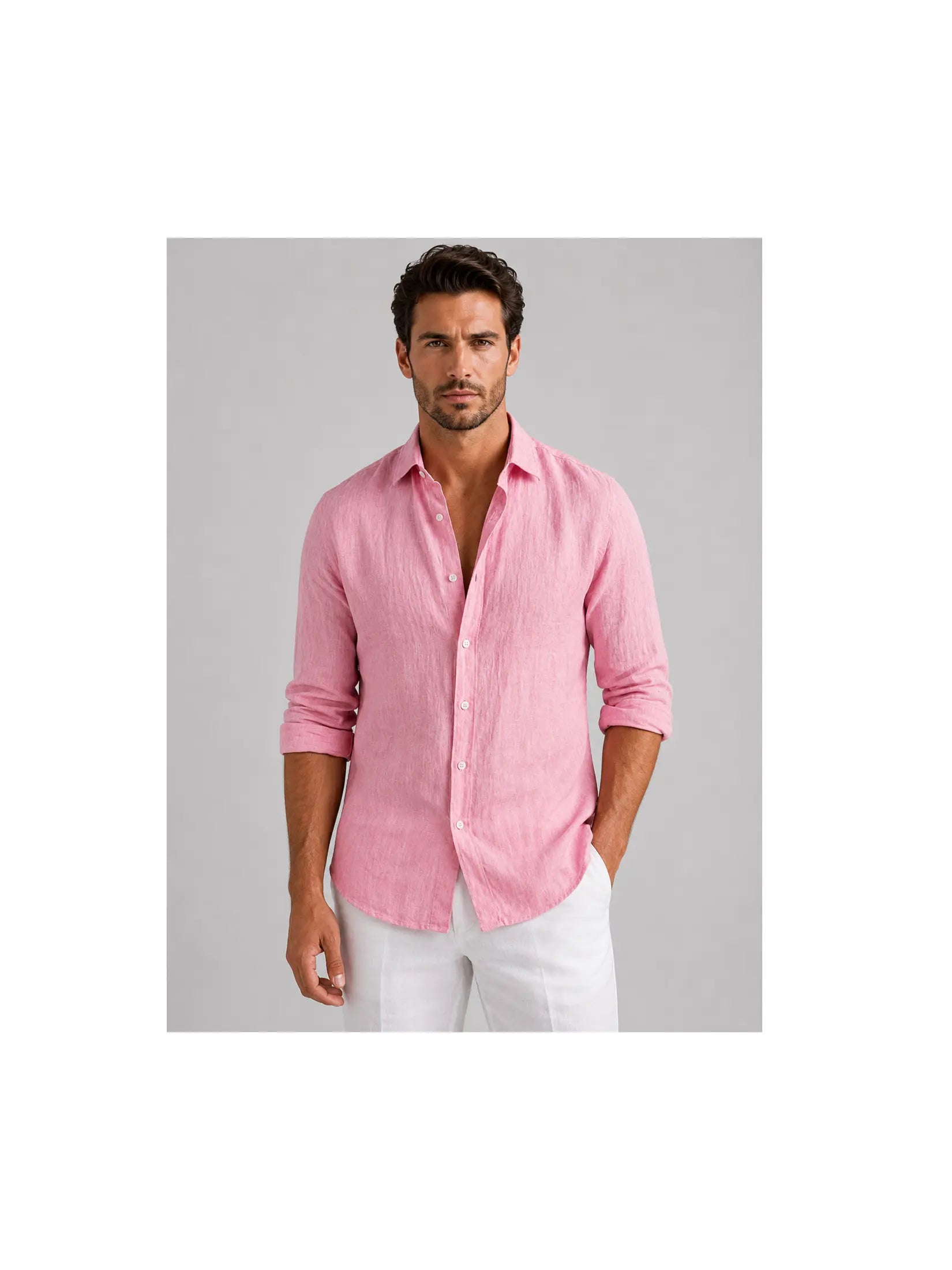 Men's Linen Blend Summer Shirt | Relaxed Fit Lightweight Button-Up 7