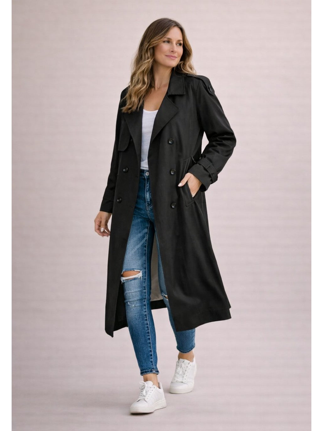 Women's Classic Cotton Trench Coat | Elegant Double-Breasted Design for All Seasons 0