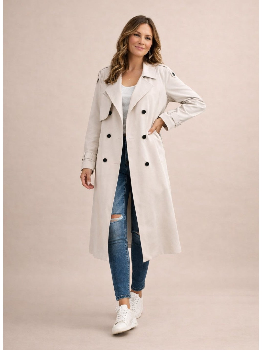 Women's Classic Cotton Trench Coat | Elegant Double-Breasted Design for All Seasons 1