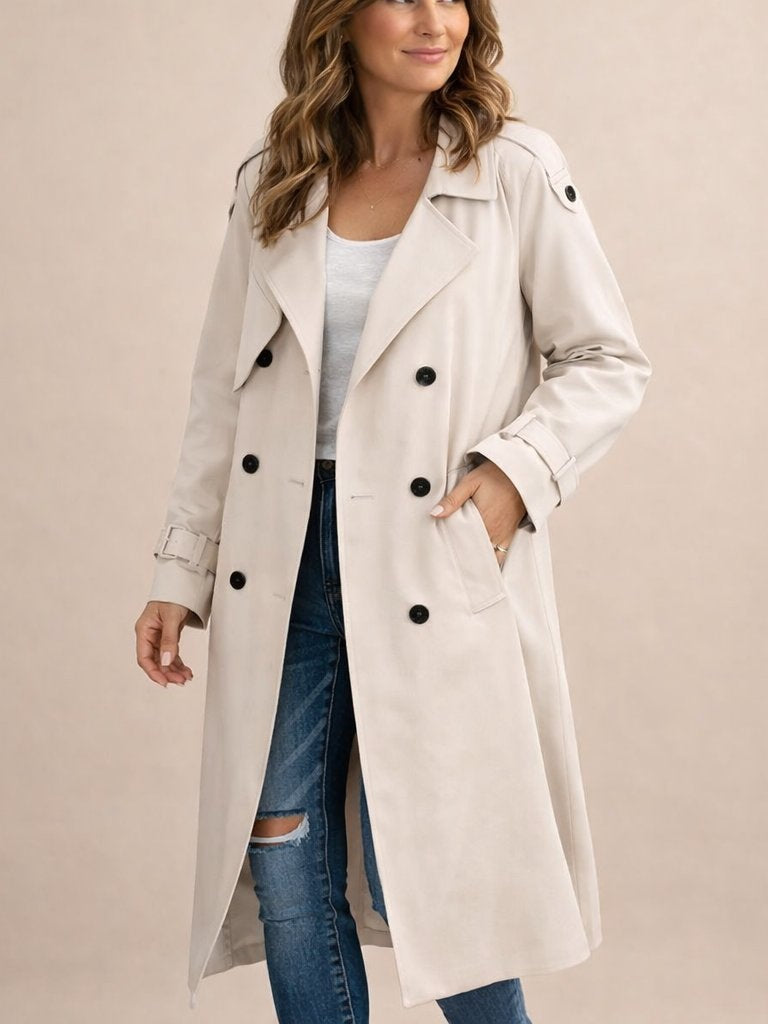 Women's Classic Cotton Trench Coat | Elegant Double-Breasted Design for All Seasons 2