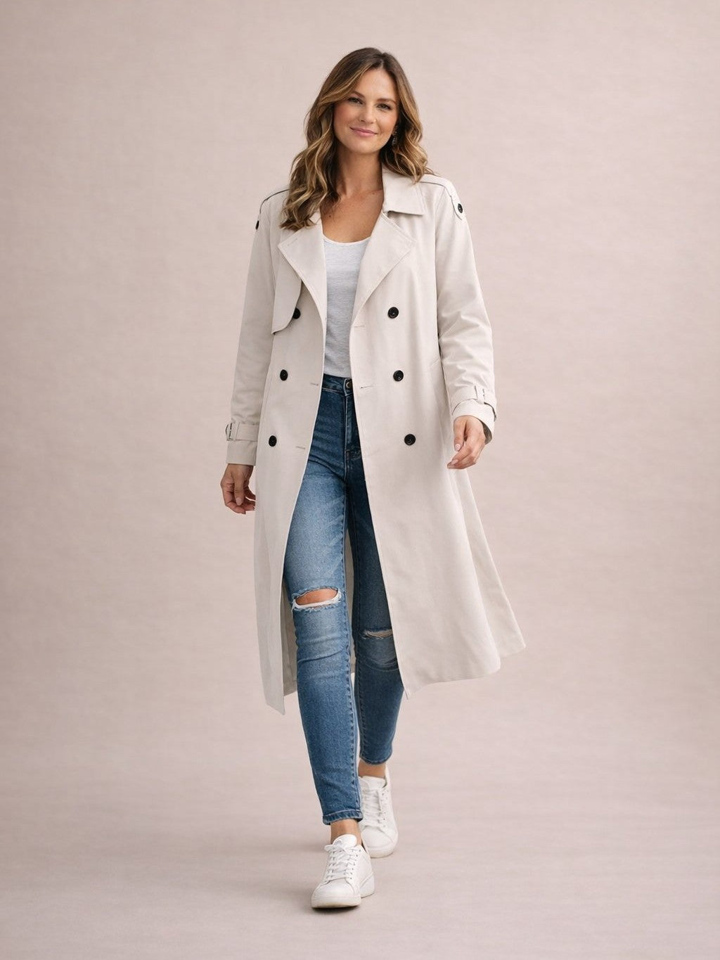 Women's Classic Cotton Trench Coat | Elegant Double-Breasted Design for All Seasons 3