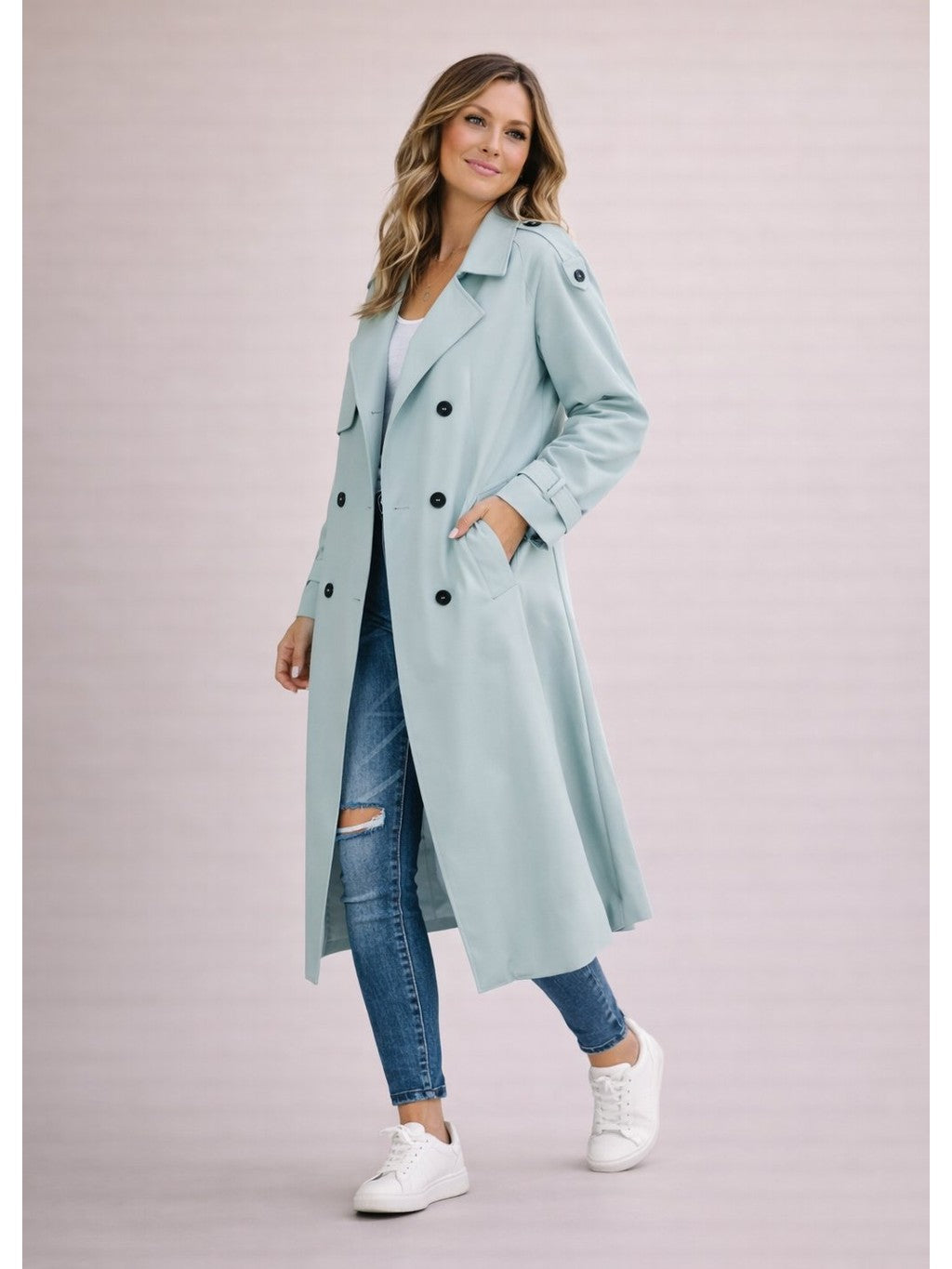 Women's Classic Cotton Trench Coat | Elegant Double-Breasted Design for All Seasons 4