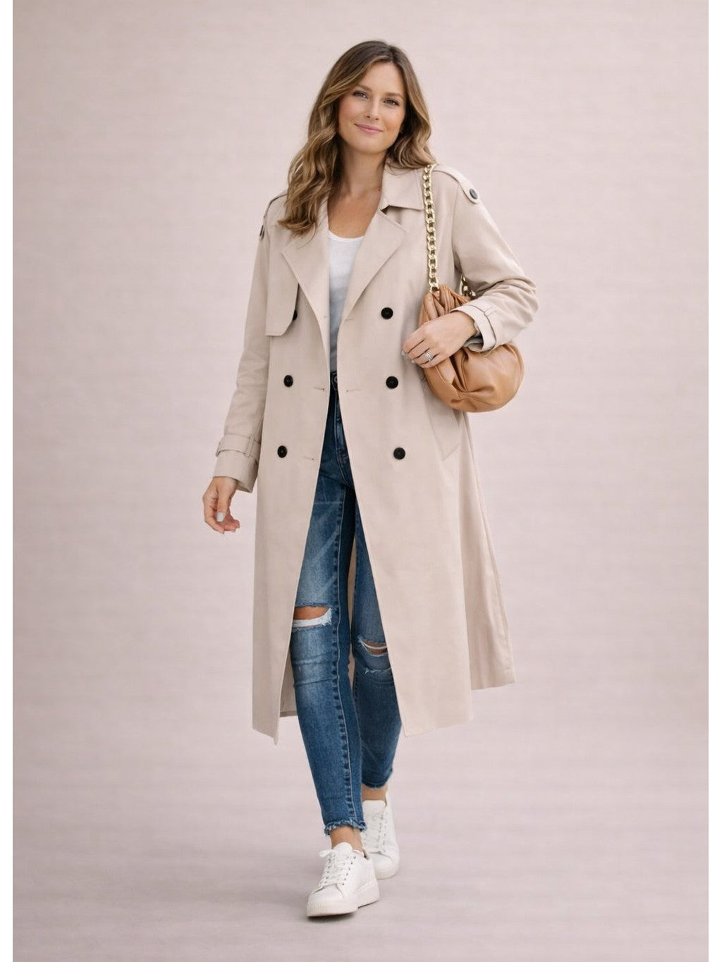 Women's Classic Cotton Trench Coat | Elegant Double-Breasted Design for All Seasons 5