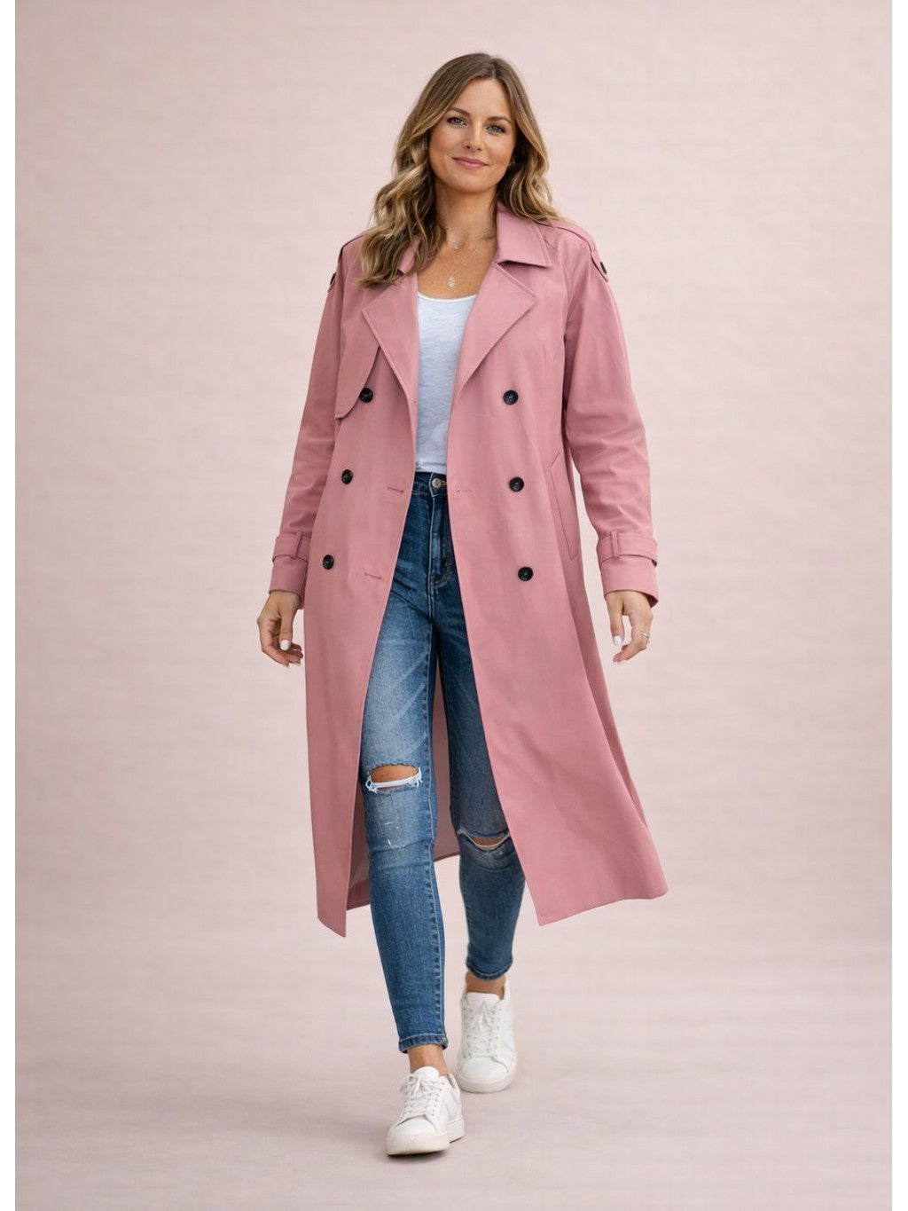Women's Classic Cotton Trench Coat | Elegant Double-Breasted Design for All Seasons 6
