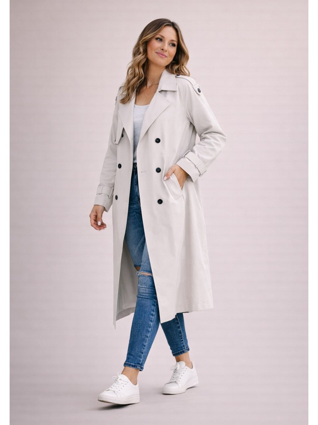 Women's Classic Cotton Trench Coat | Elegant Double-Breasted Design for All Seasons 8