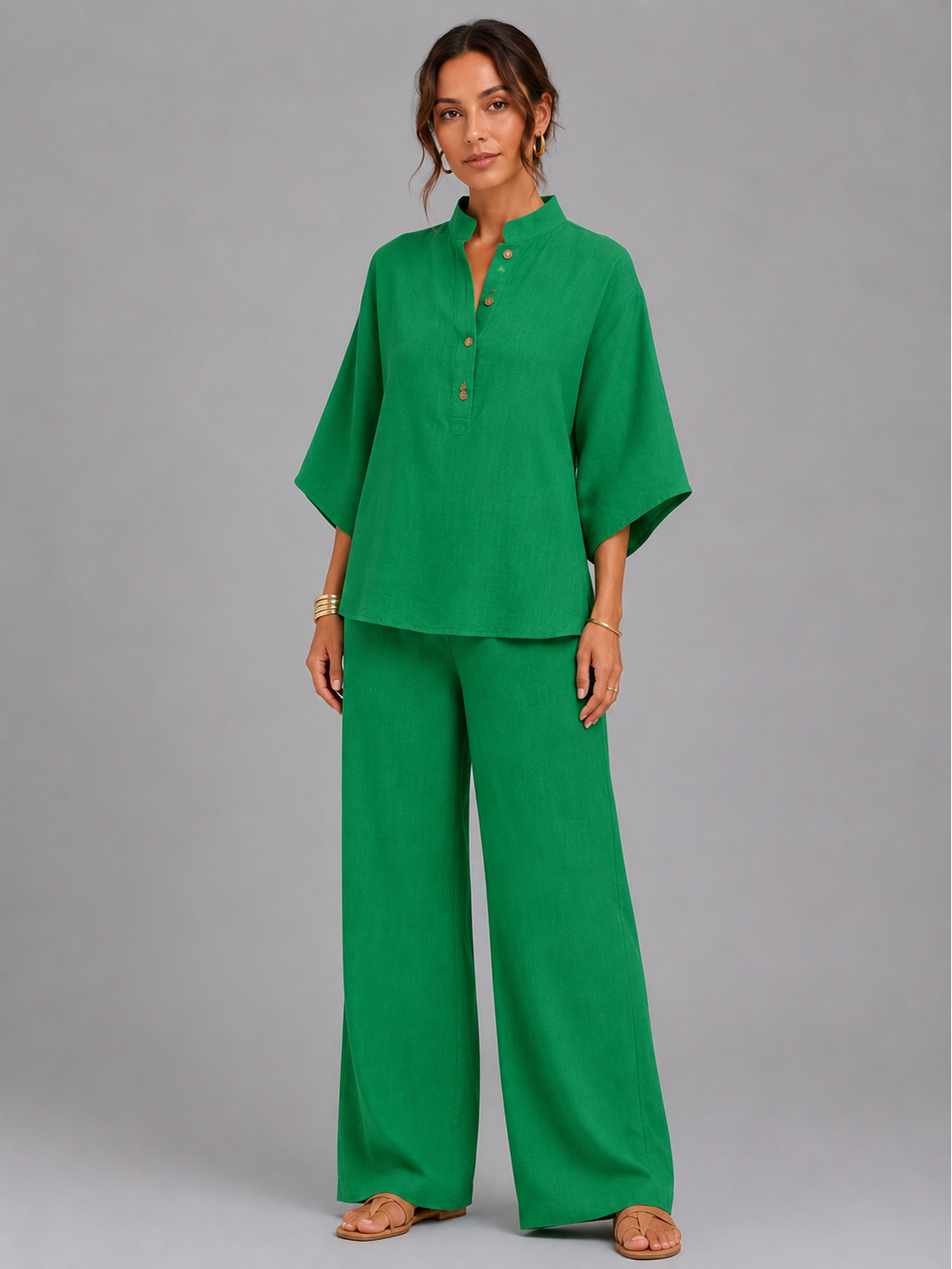 Women's Cotton-Linen Blend Two-Piece Set | Relaxed Comfortable Holiday Outfit 3