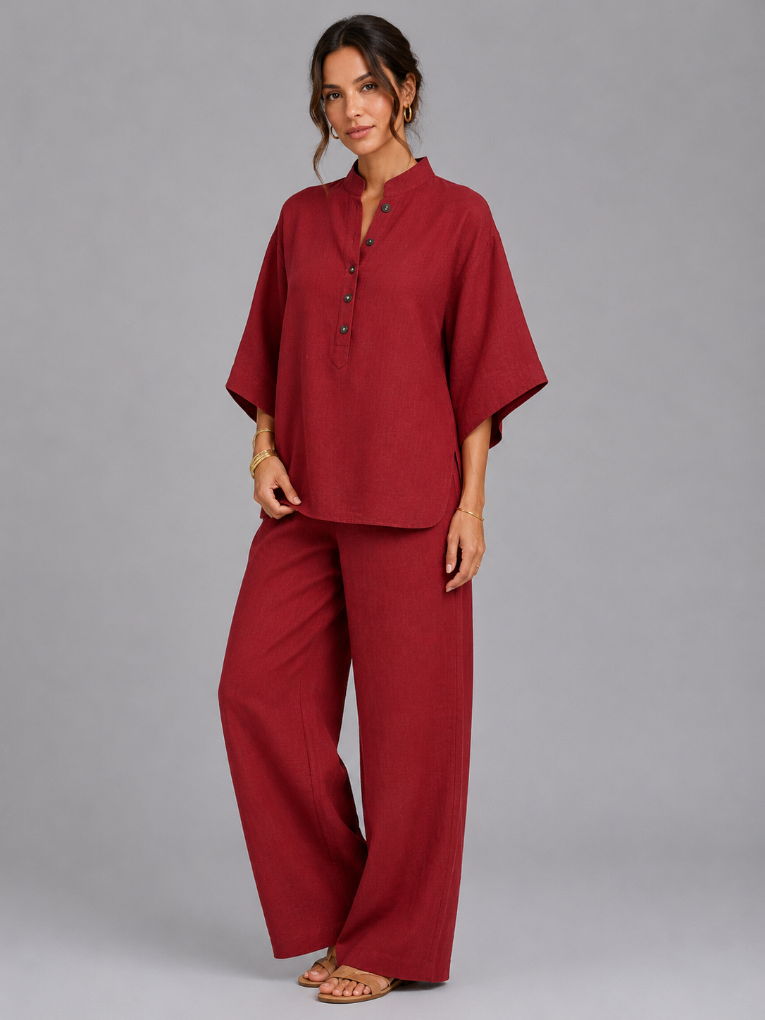 Women's Cotton-Linen Blend Two-Piece Set | Relaxed Comfortable Holiday Outfit 5