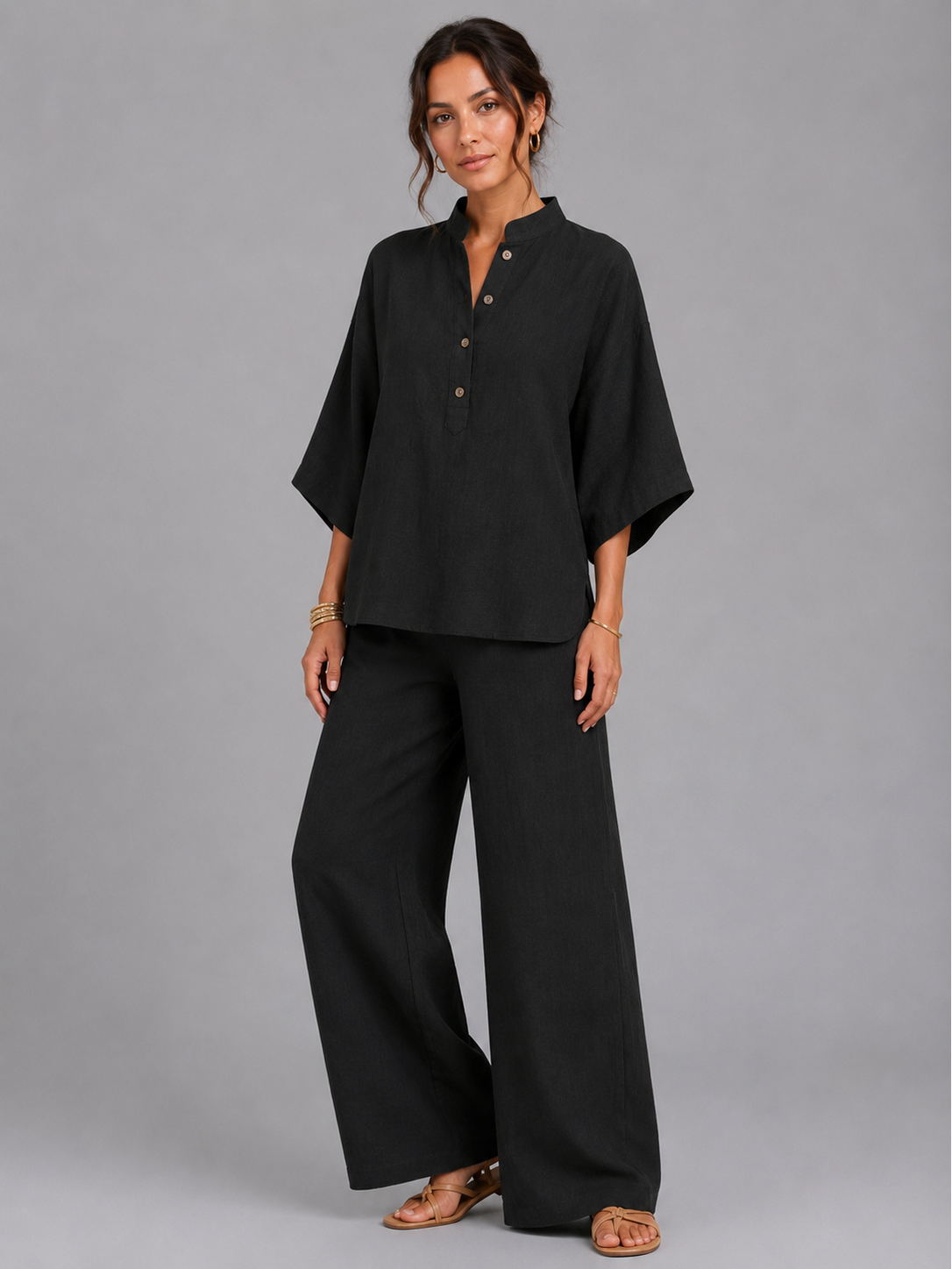 Women's Cotton-Linen Blend Two-Piece Set | Relaxed Comfortable Holiday Outfit 7