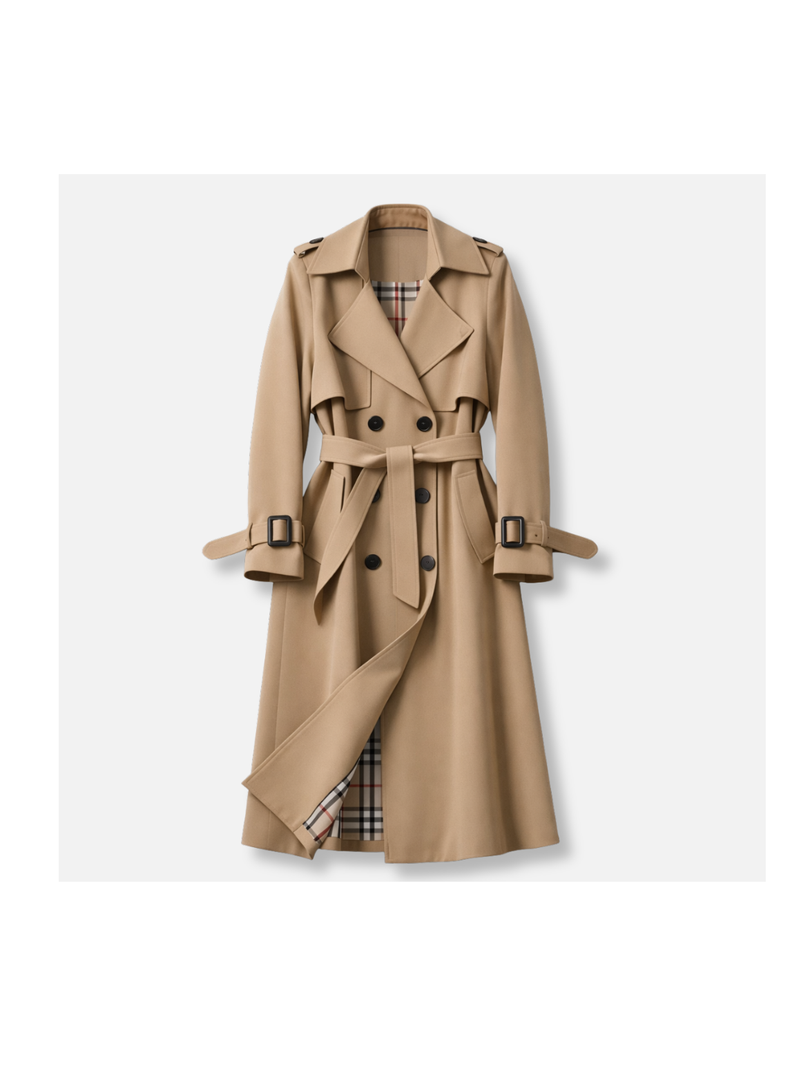 Women's Cotton Blend Trench Coat | Elegant Tailored Long Fit for Transitional Weather 0