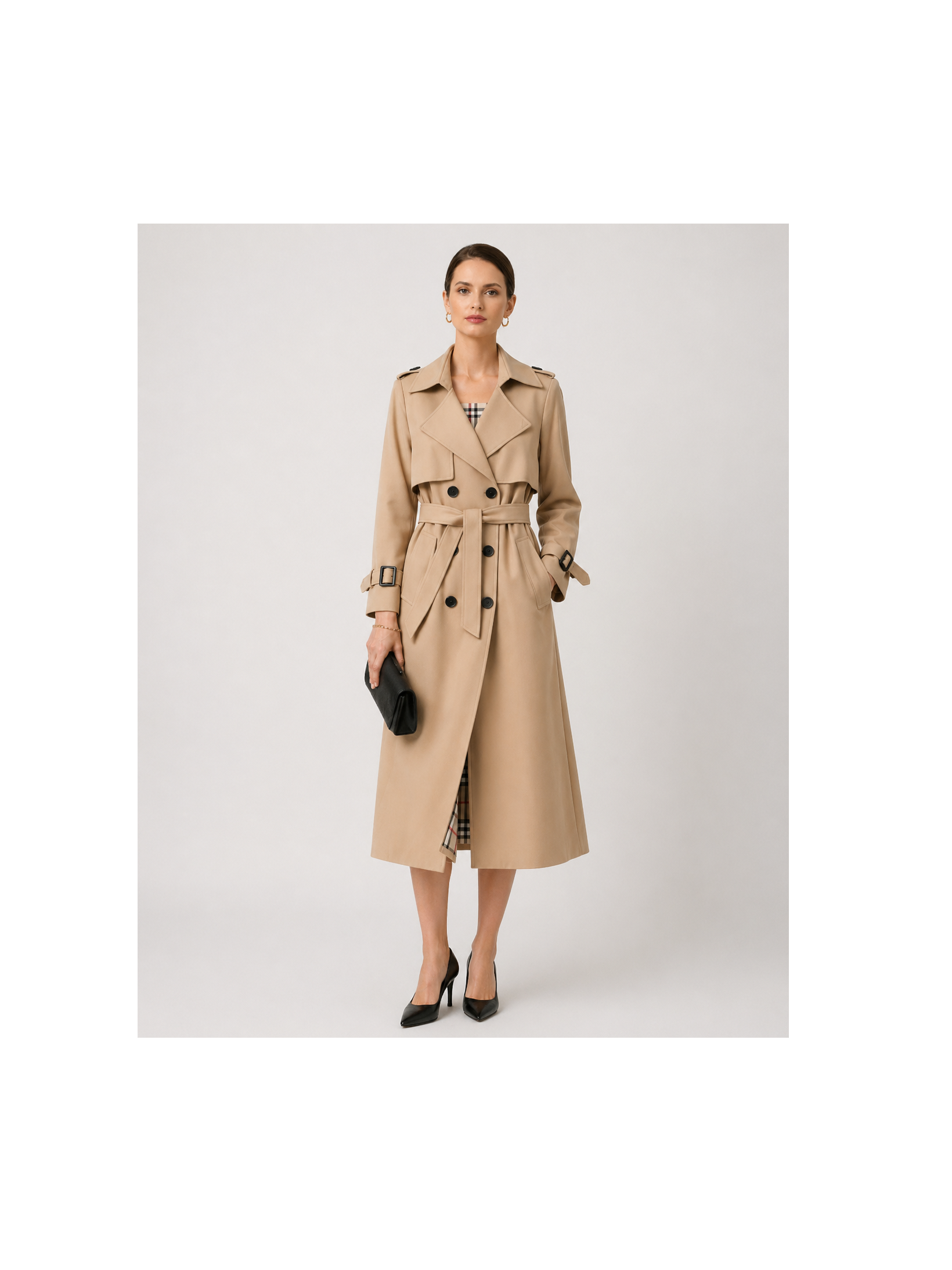 Women's Cotton Blend Trench Coat | Elegant Tailored Long Fit for Transitional Weather 1