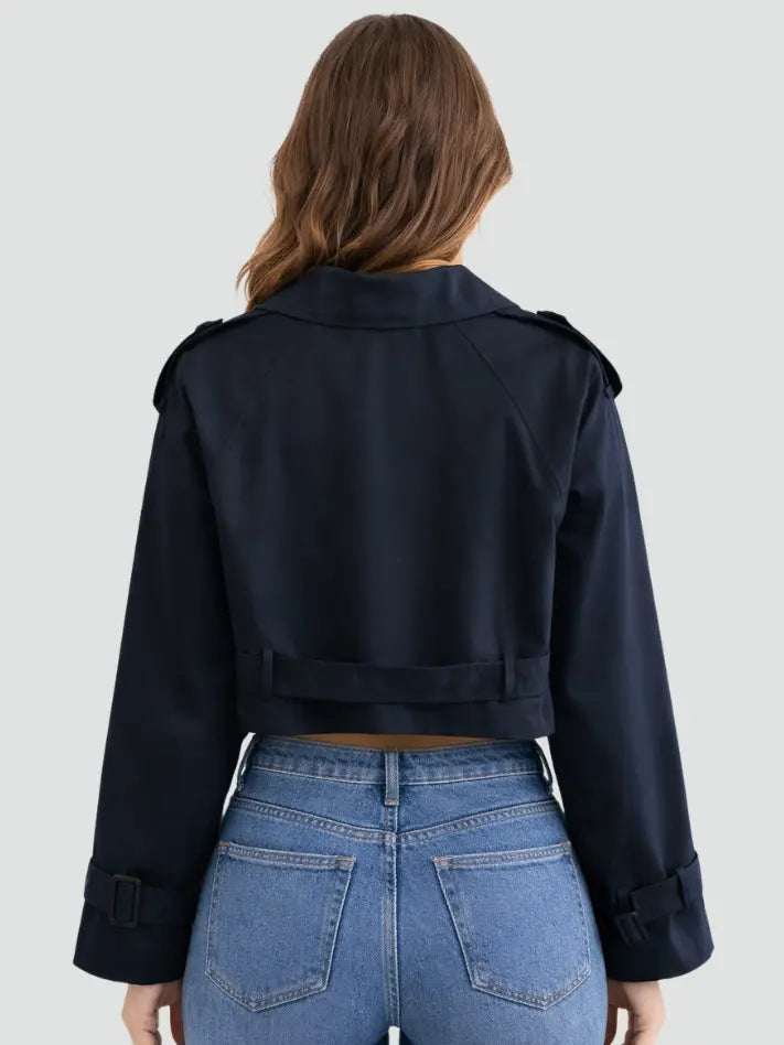 Women's Cotton Trench Coat | Stylish Short Fit Elegant Outerwear 6