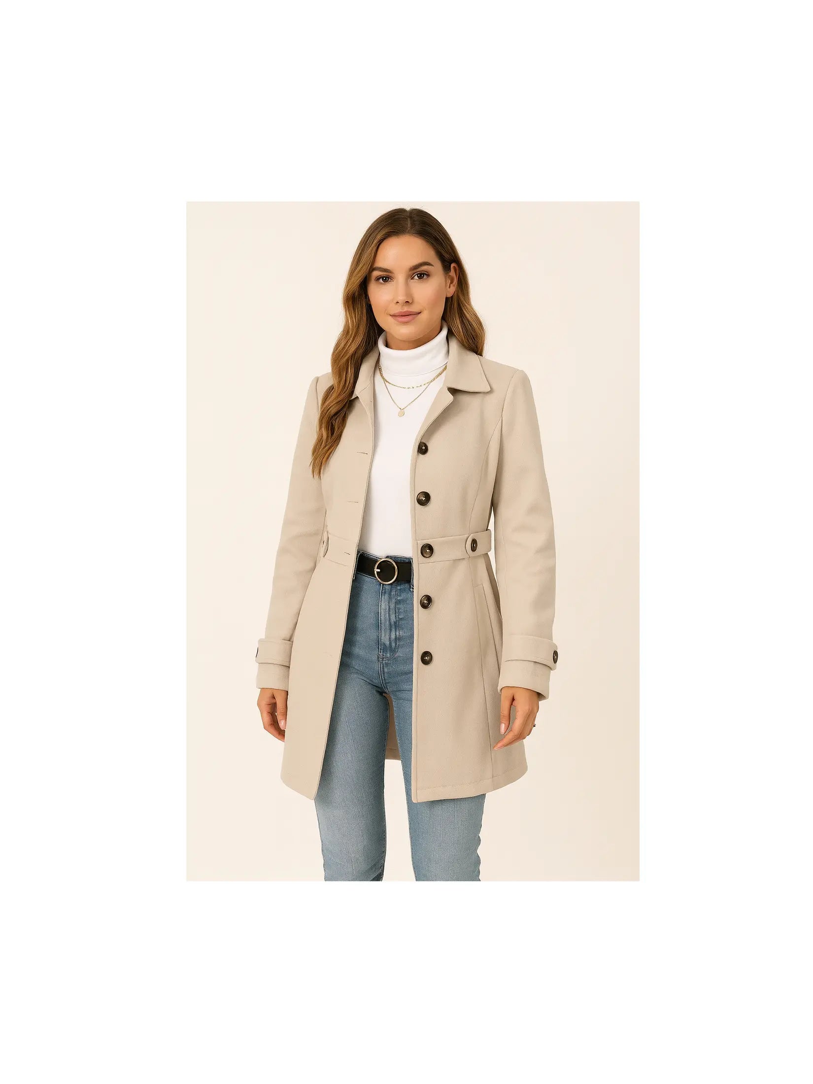 Women's Lightweight Cotton Trench Coat | Elegant Tailored Mid-Season Jacket 0