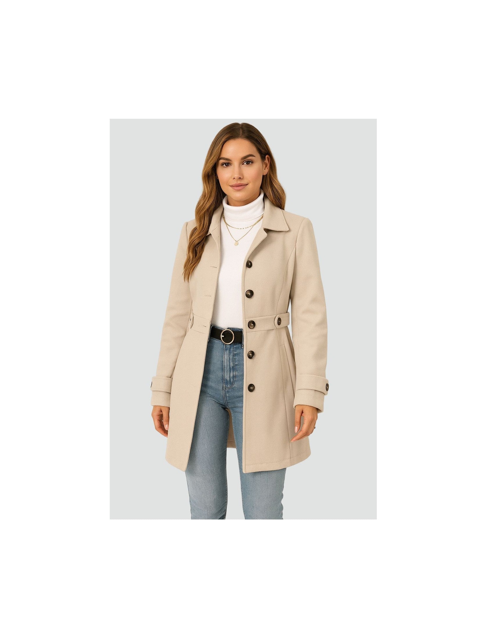 Women's Lightweight Cotton Trench Coat | Elegant Tailored Mid-Season Jacket 1